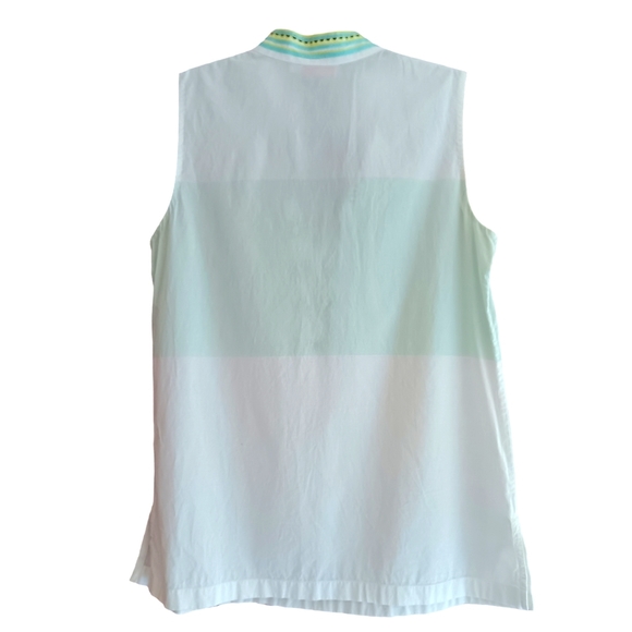 Tory Burch | Sleeveless Embroidered Tunic, Isla Collins Stripe | Size 8 - Picture 7 of 7